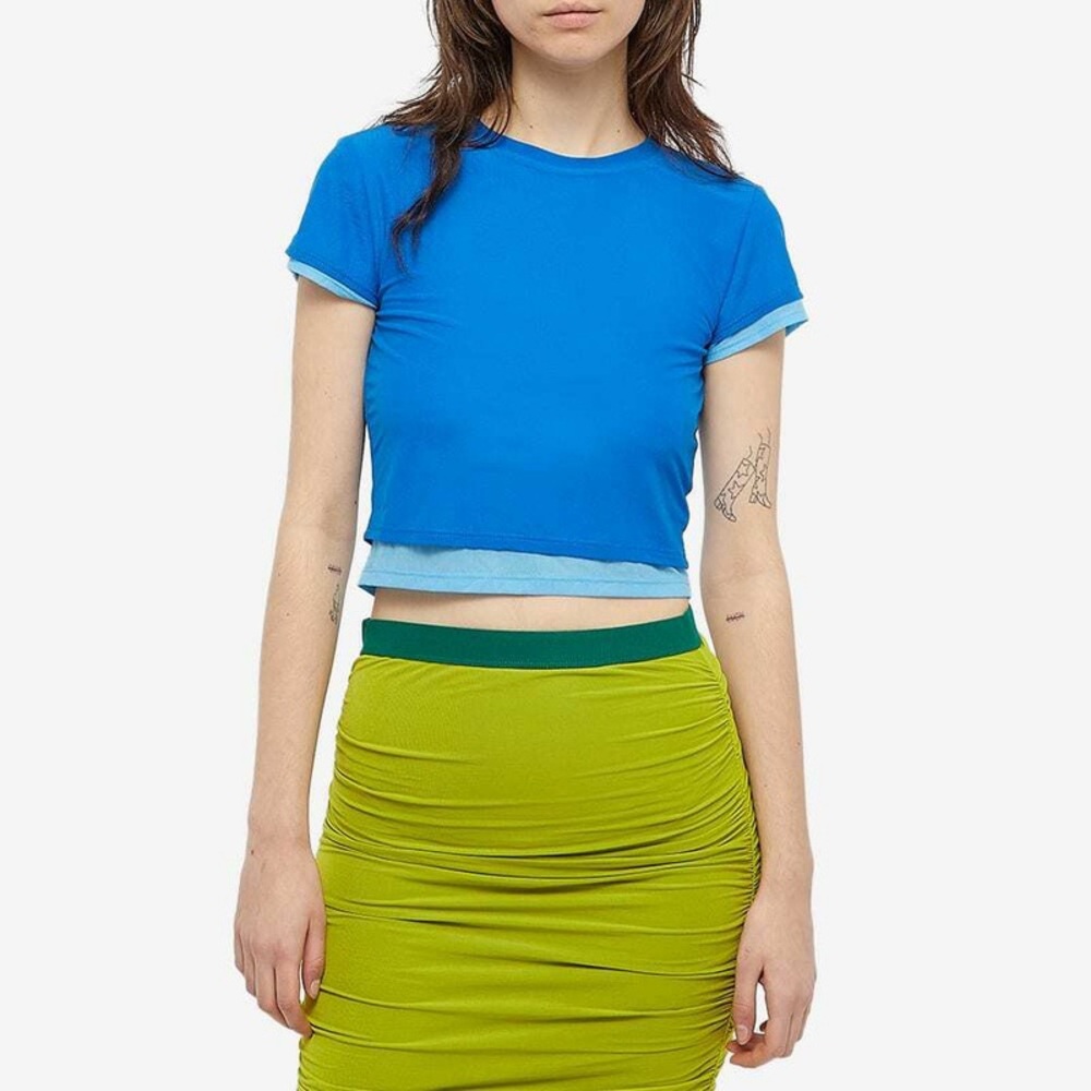 Simon Miller Women's Gamma Mesh T Shirt in Blue Blue Size Small New